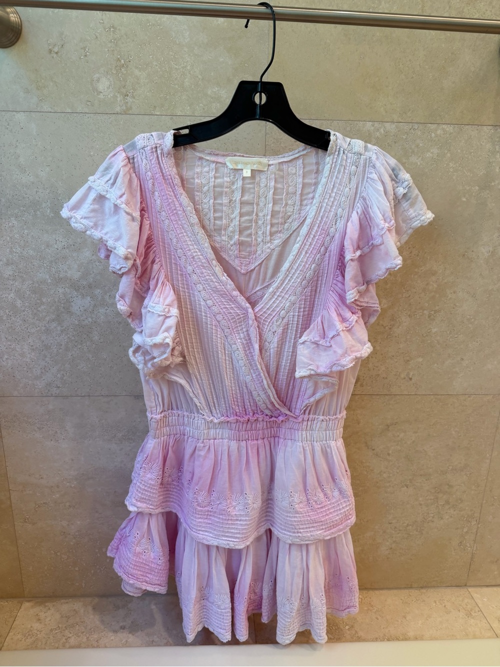 Loveshackfancy Ruffled Tiered V-Neck Dress